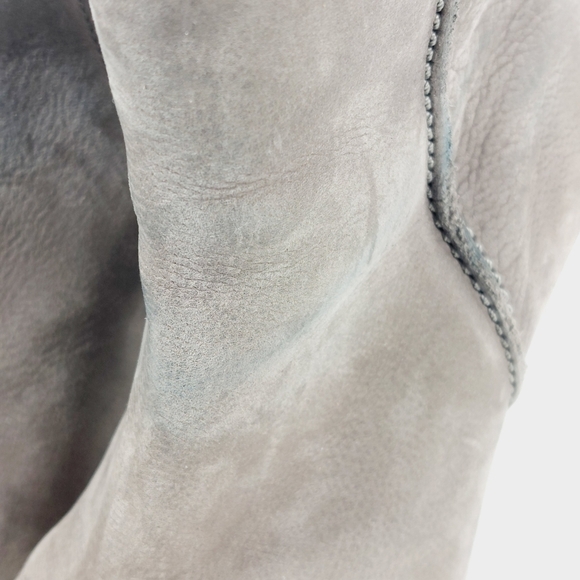 Ecco Taupe Tan Leather Slip On Block Heel Side Zip Ankle Boots E963 - Picture 11 of 12